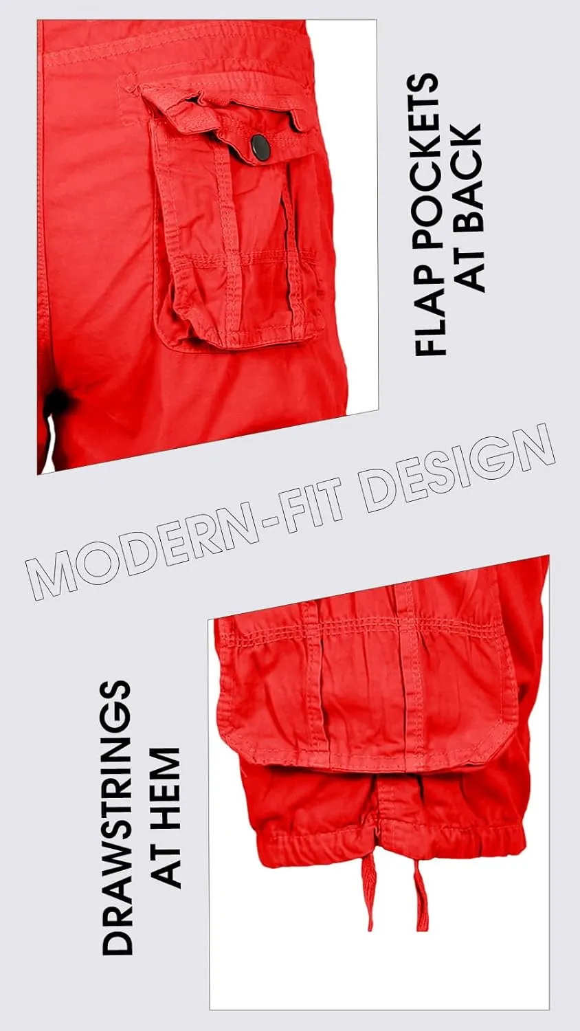 2 Pack Men's Distressed Cotton Cargo Belted Shorts (Size 30-42)