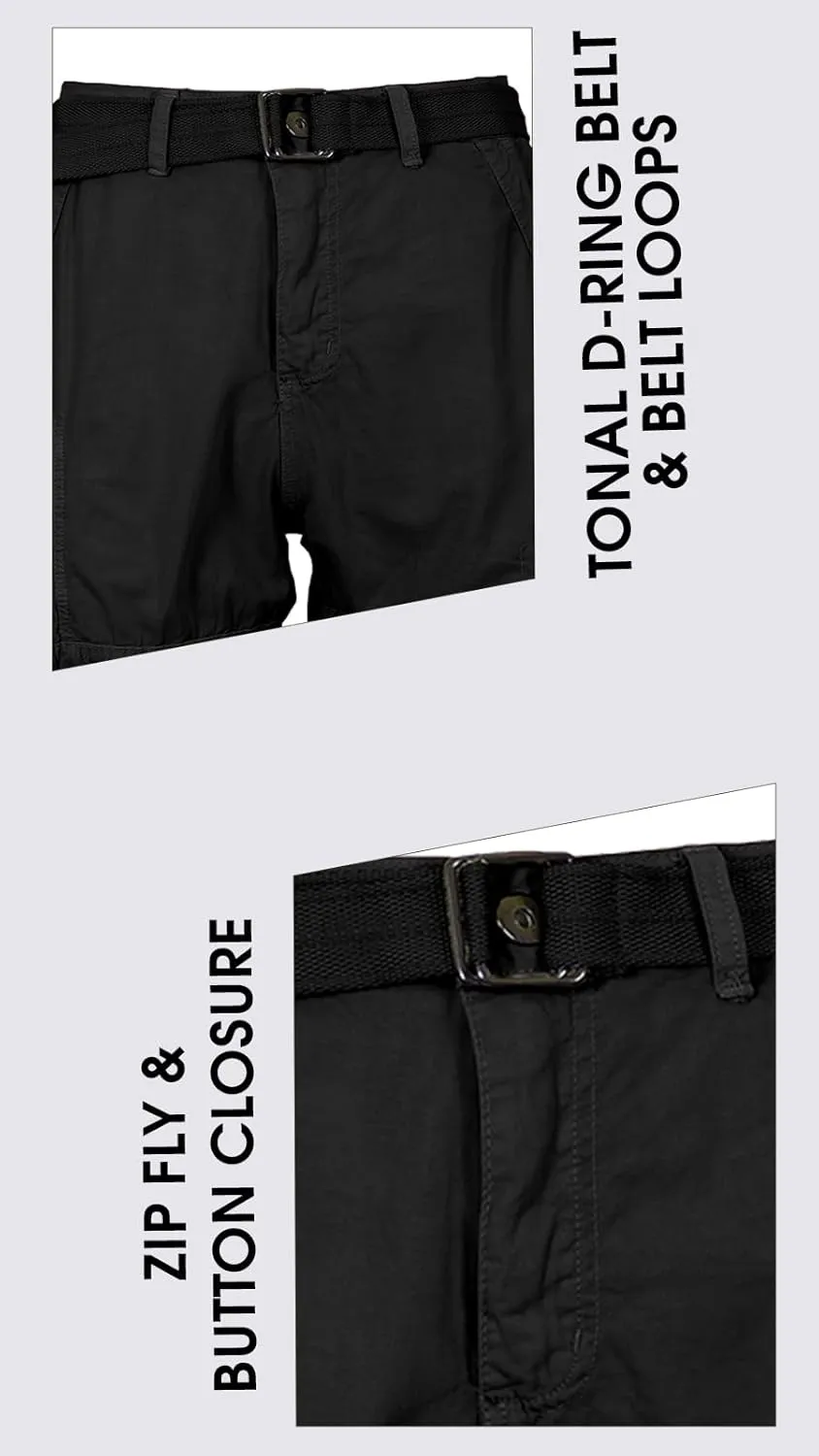 2 Pack Men's Distressed Cotton Cargo Belted Shorts (Size 30-42)