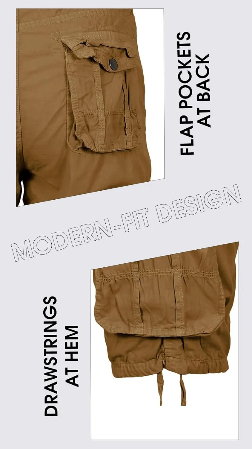 2 Pack Men's Distressed Cotton Cargo Belted Shorts (Size 30-42)