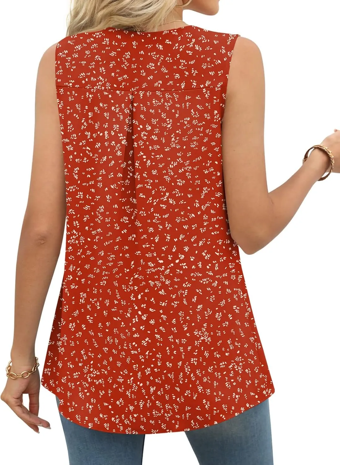 Anyally Women's Summer Sleeveless Chiffon Tunic Tank Tops Dressy Casual Blouse Loose V Neck Work Shirts