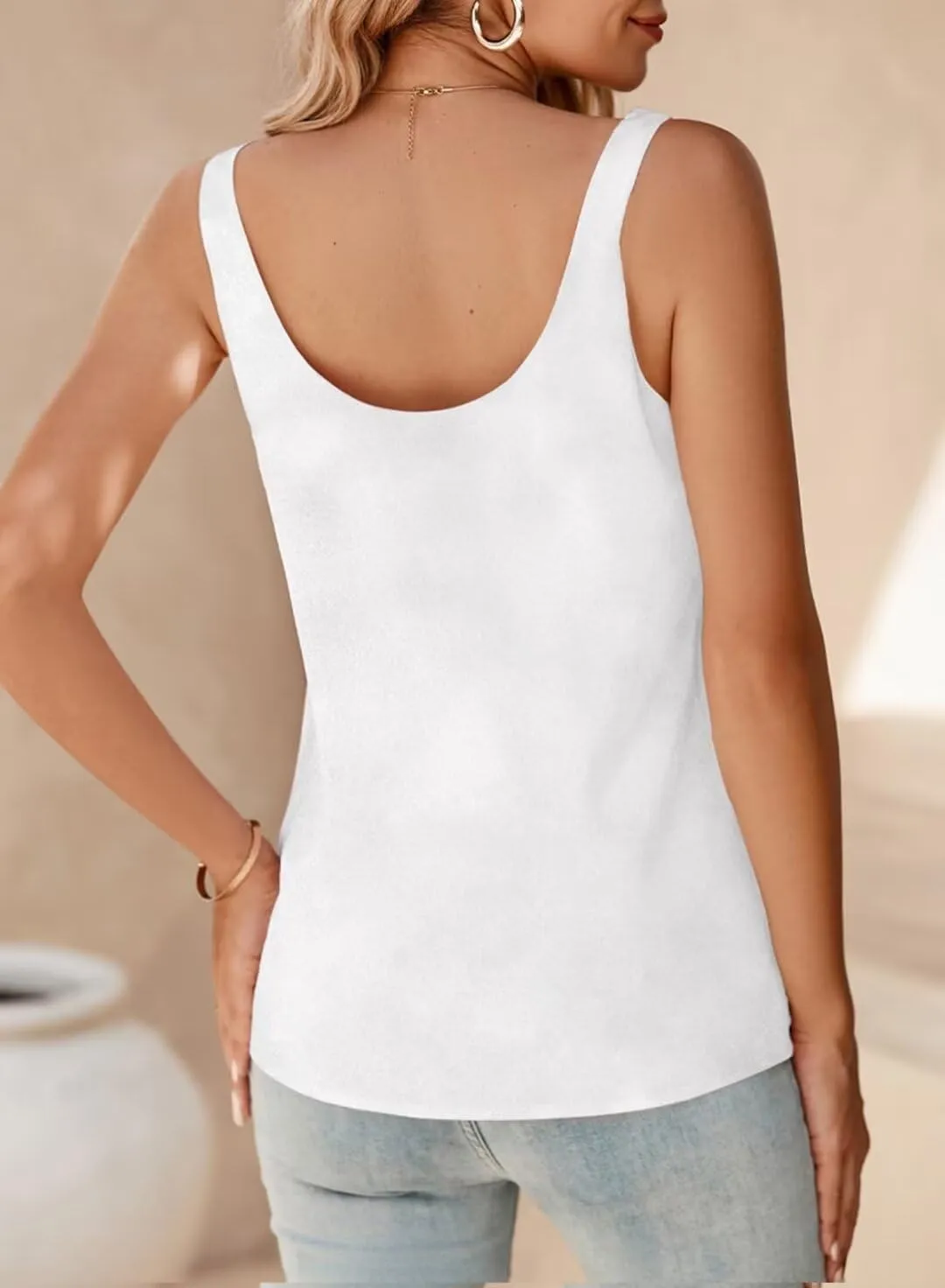 BLENCOT Women Satin Tank Top Casual Camisole Summer Shirt Basic Fashion Dressy Sleeveless Blouses S-2XL