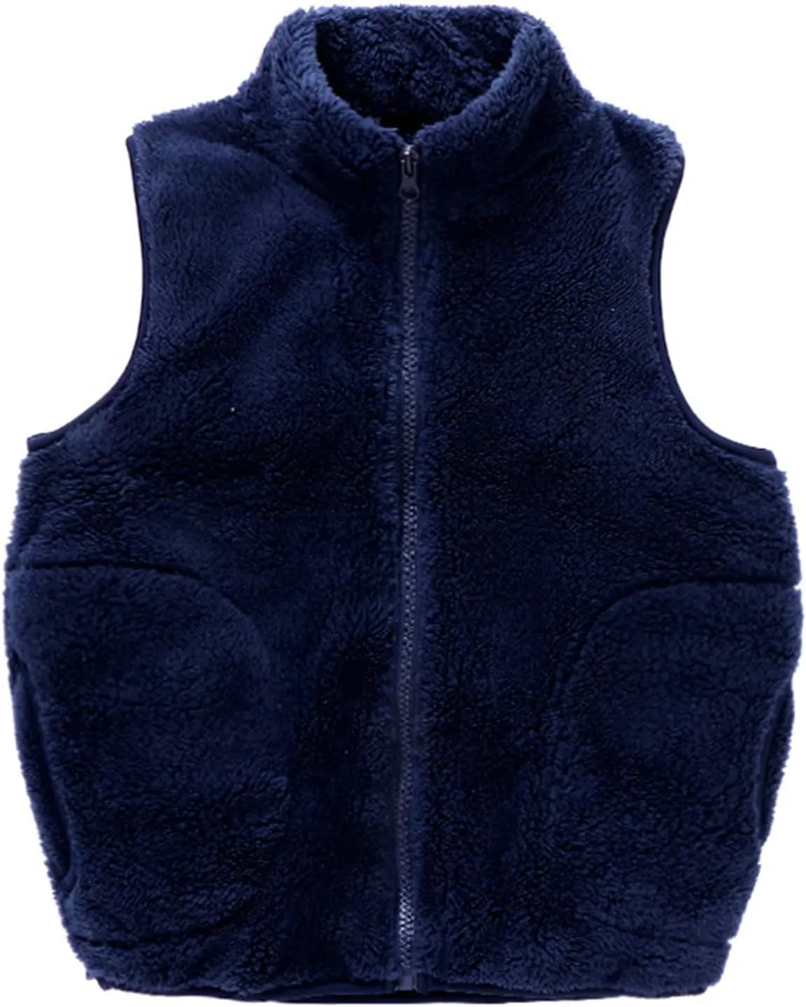 Boys Girls Sherpa Fleece Vest Full Zip Collar Sleeveless Jacket Kids Lightweight Windproof Coat Winter Warm Waistcoat