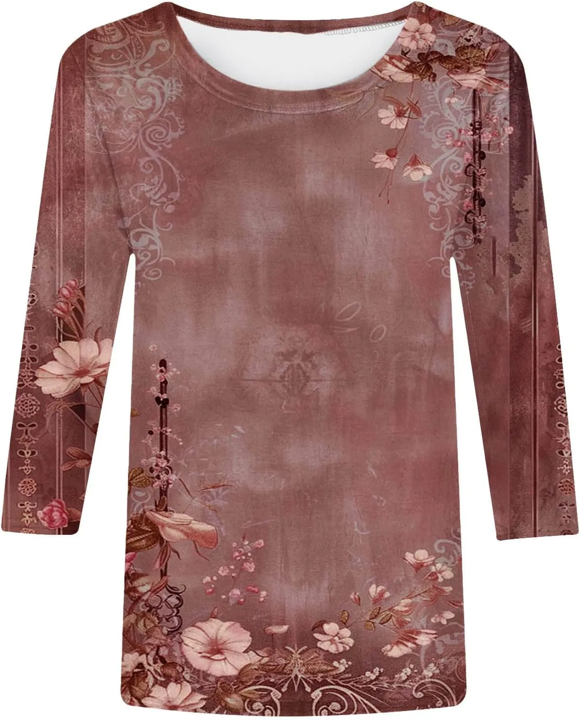 Ceboyel Womens 3/4 Sleeve Summer Shirts 2024 Trendy Elbow Length Tops Floral Boho Blouses T Shirts Dressy Causal Clothes