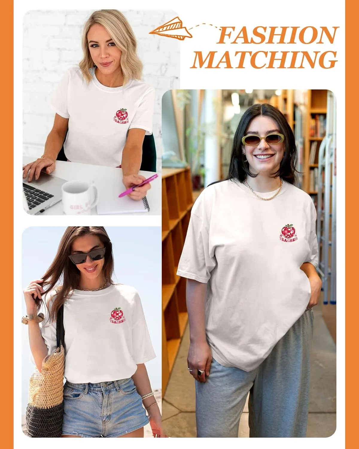 Flafens Teacher T-Shirt for Women - Graphic Tees Womens 2025 Teacher Crewneck Cotton Cute Cool Short Sleeve Tshirts
