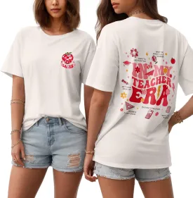 Flafens Teacher T-Shirt for Women - Graphic Tees Womens 2025 Teacher Crewneck Cotton Cute Cool Short Sleeve Tshirts