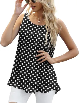 Jouica Women's Sleeveless Chiffon Tank Top Double Layers Casual Blouse Tunic