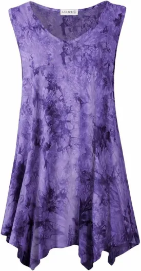 LARACE Plus Size Tank Tops for Women V Neck T Shirts Summer Sleeveless Tunic Tops Loose Fit Flowy Blouse