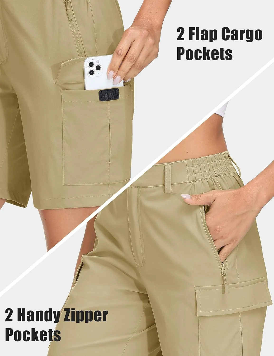 MAGCOMSEN Women's 7" Hiking Shorts Lightweight Quick Dry Water Resistant Golf Cargo Shorts with 5 Pockets Summer Casual