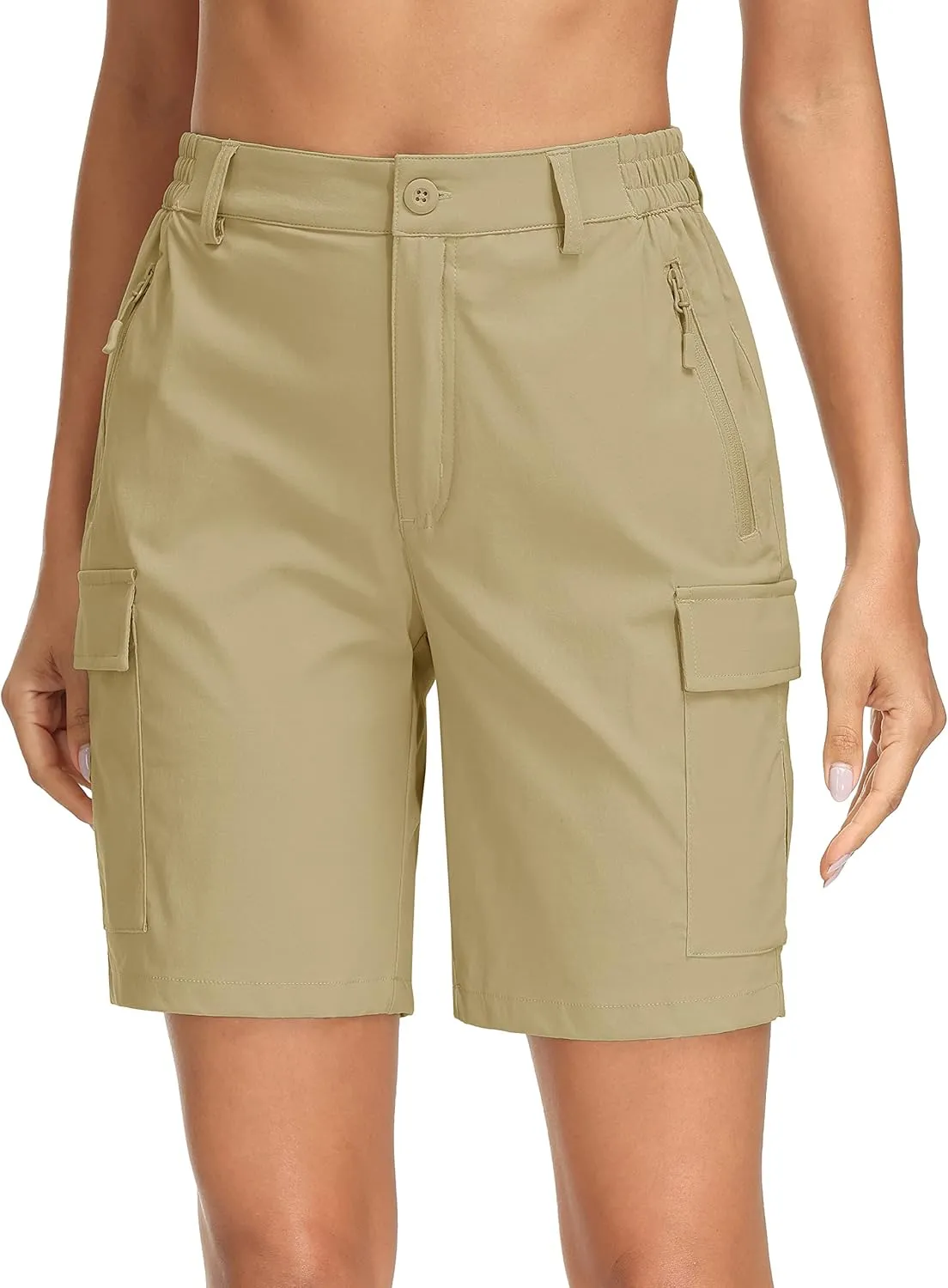 MAGCOMSEN Women's 7" Hiking Shorts Lightweight Quick Dry Water Resistant Golf Cargo Shorts with 5 Pockets Summer Casual