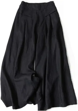 Plustrong Womens Culottes Linen Pants Casual Cropped Wide Leg Pants Palazzo Pants Capris