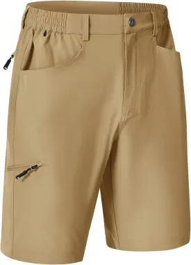 Rdruko Men's 9 Golf Shorts Stretch 4 Pockets Dress Shorts Elastic Waist Casual Flat Front Quick Dri Work Hiking Zip Cargo