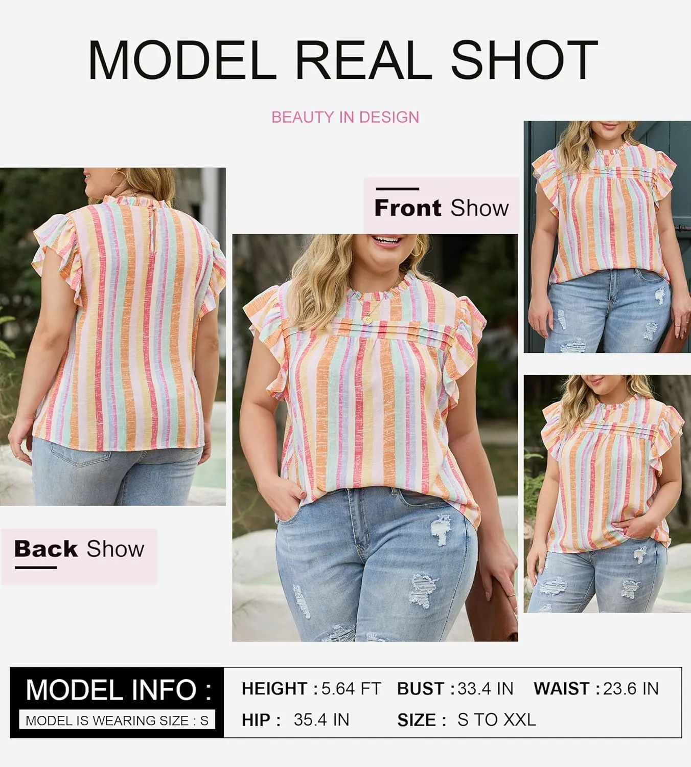 SHEWIN Womens Summer Crewneck Tank Tops Casual Ruffle Sleeveless Tops Shirts