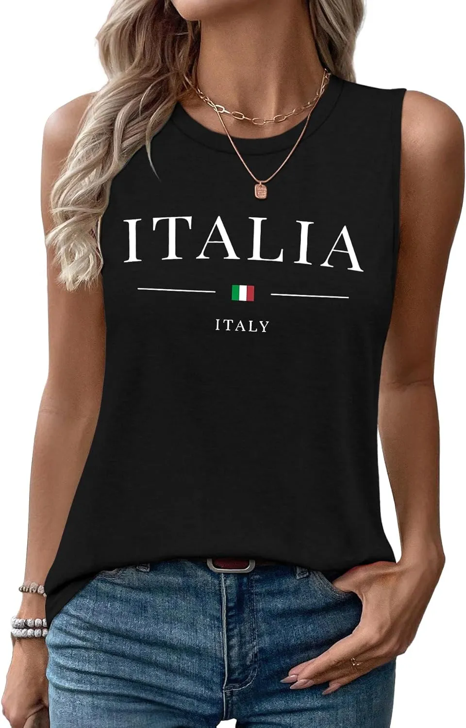 Sleeveless Tank Tops for Women 2025 Summer Casual Blouses Graphic Tees Loose Fit Crewneck Vacation Outfits Shirts