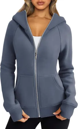 Trendy Queen Womens Zip Up Hoodies Fleece Jackets Oversized Sweatshirts Fall Fashion Outfits Sweaters Winter Clothes