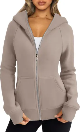 Trendy Queen Womens Zip Up Hoodies Fleece Jackets Oversized Sweatshirts Fall Fashion Outfits Sweaters Winter Clothes