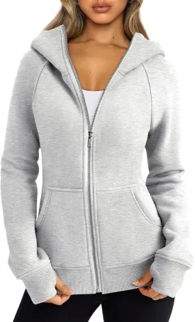 Trendy Queen Womens Zip Up Hoodies Fleece Jackets Oversized Sweatshirts Fall Fashion Outfits Sweaters Winter Clothes