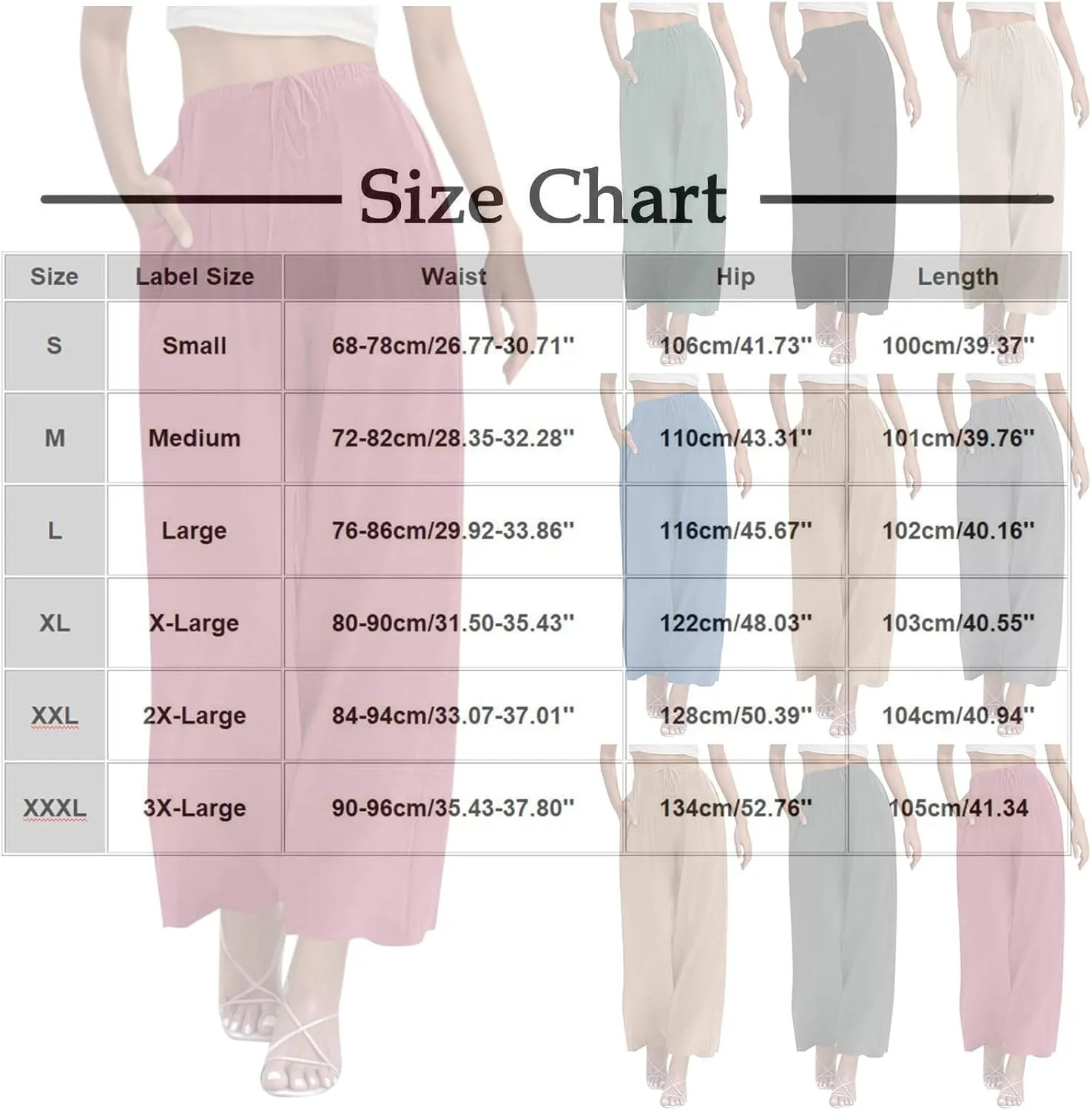 Women Cotton Linen Beach Pants Dressy Casual Wide Leg Pants Boho Palazzo Flowy Trousers Trendy Vacation Outfits Clothes