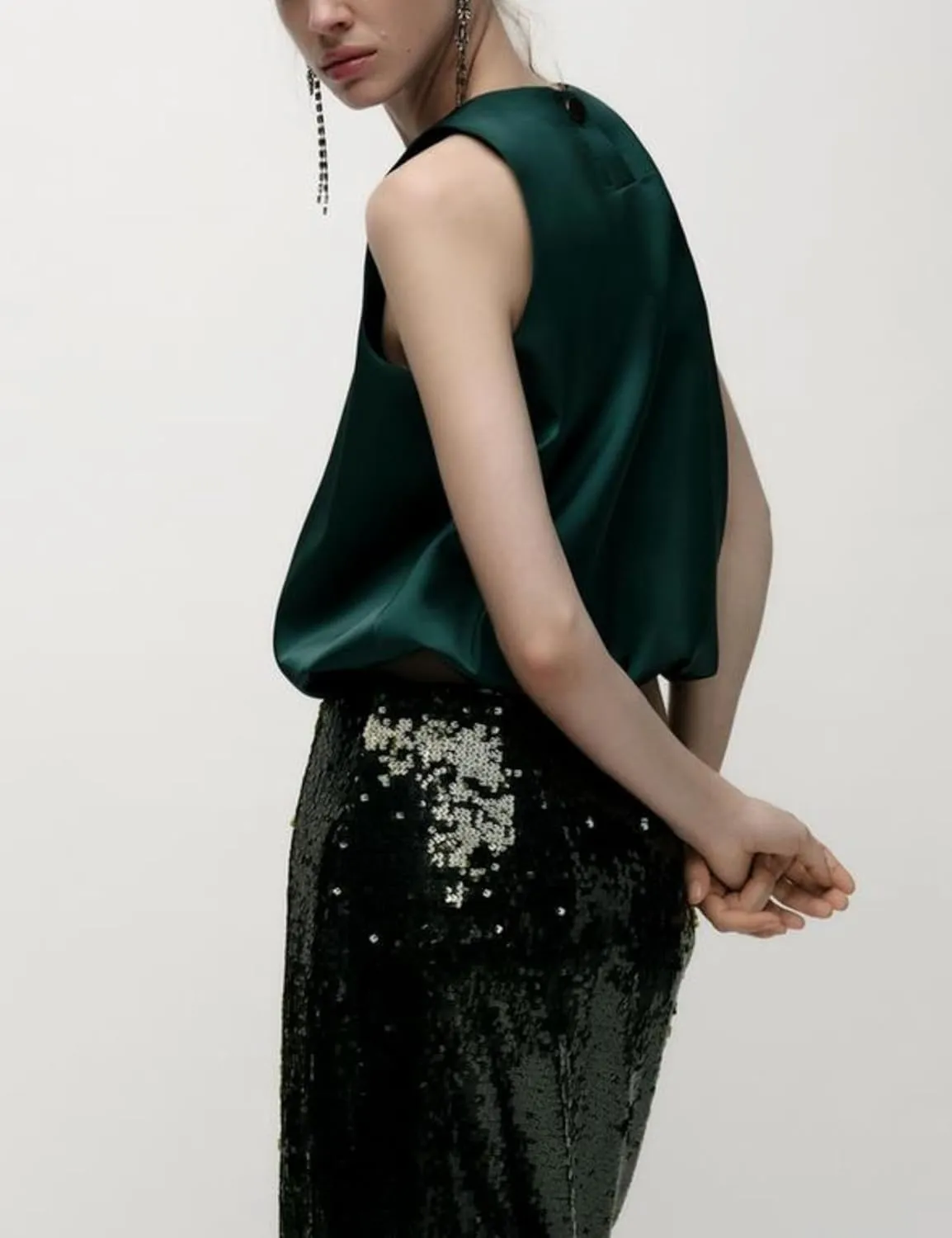 Women Satin Balloon Top Sleeveless Crewneck Bubble Tank Tops Summer Dressy Casual Crop Blouse