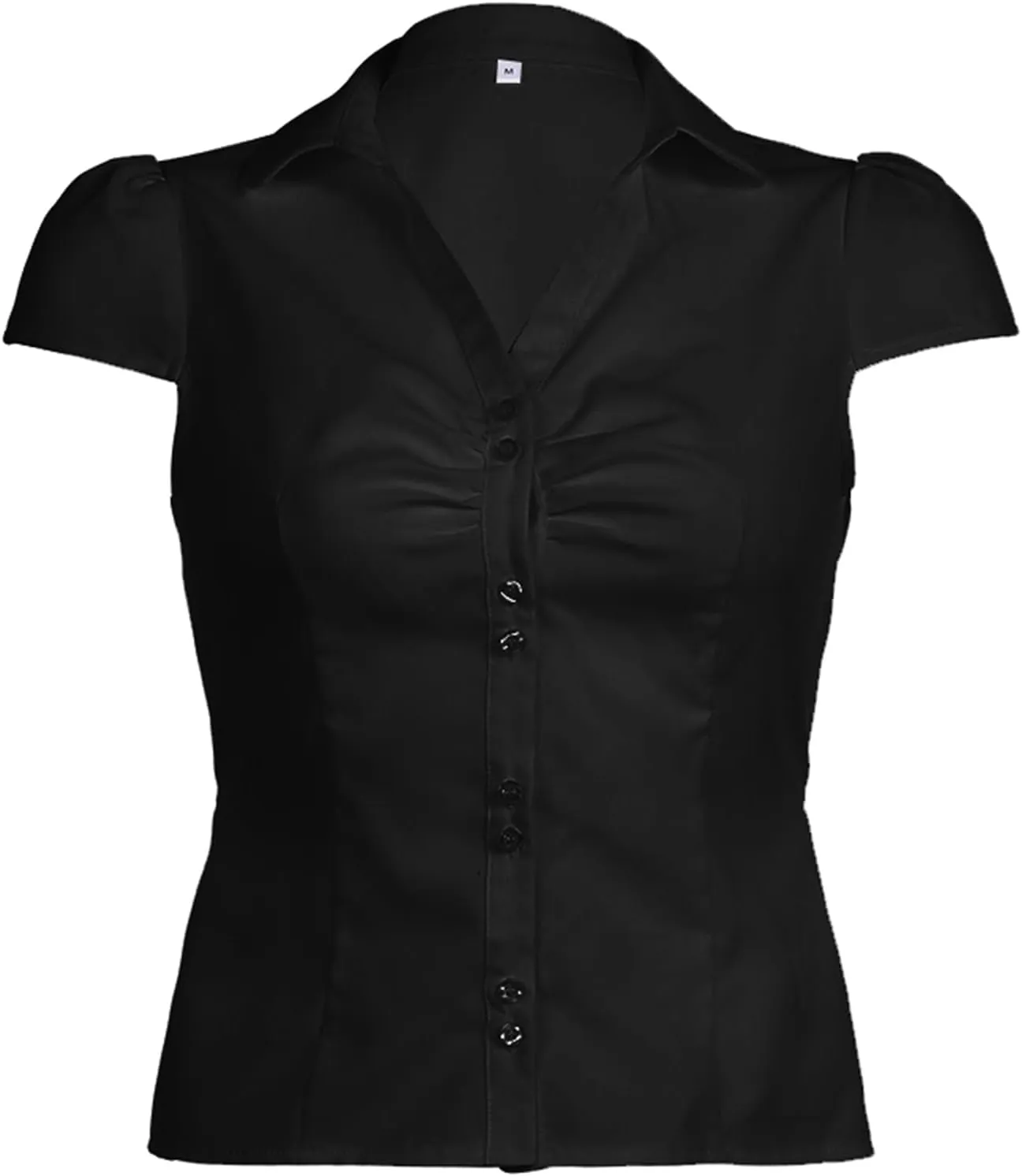 Women Y2k Coquette Button Down Shirt Cute Preppy Cap Sleeve V Neck Slim Fit Crop Top Casual 90S Vintage Blouse