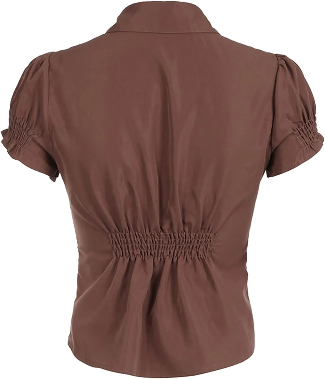 Women Y2k Coquette Button Down Shirt Cute Preppy Cap Sleeve V Neck Slim Fit Crop Top Casual 90S Vintage Blouse