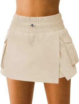 Women's Athletic Tennis Cargo Mini Skirt Skort for Women High Waisted Side Slit Pleated Golf Skater Skirts with Shorts Pocket