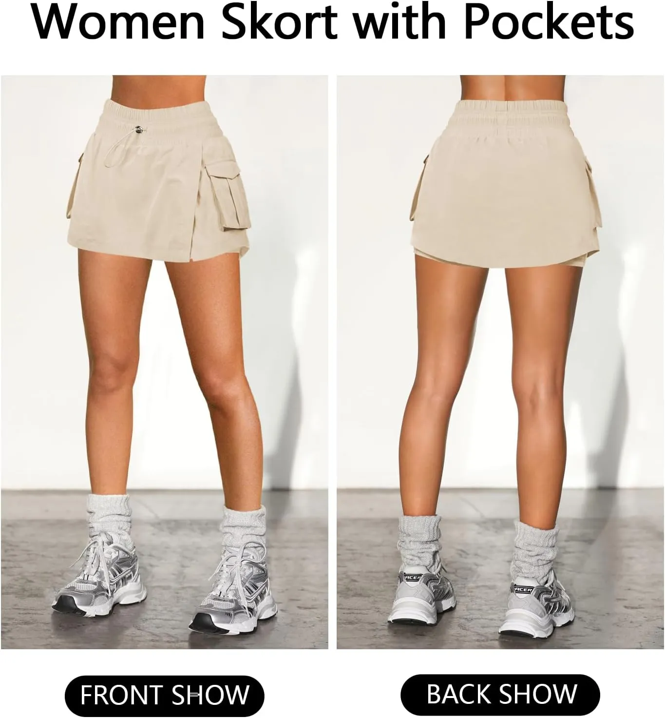 Women's Athletic Tennis Cargo Mini Skirt Skort for Women High Waisted Side Slit Pleated Golf Skater Skirts with Shorts Pocket