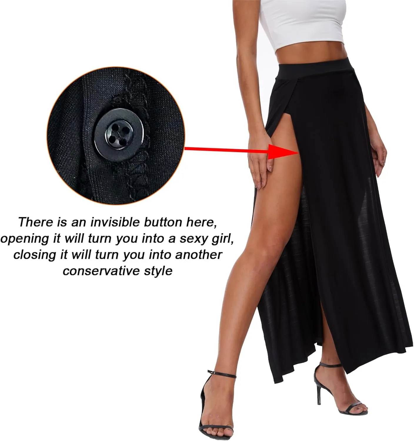 Women's Elastic Waist High Split Wrap Flowy Long Maxi Skirt Plain Side Slit Beach Party Maxi Skirts Renaissance Costume