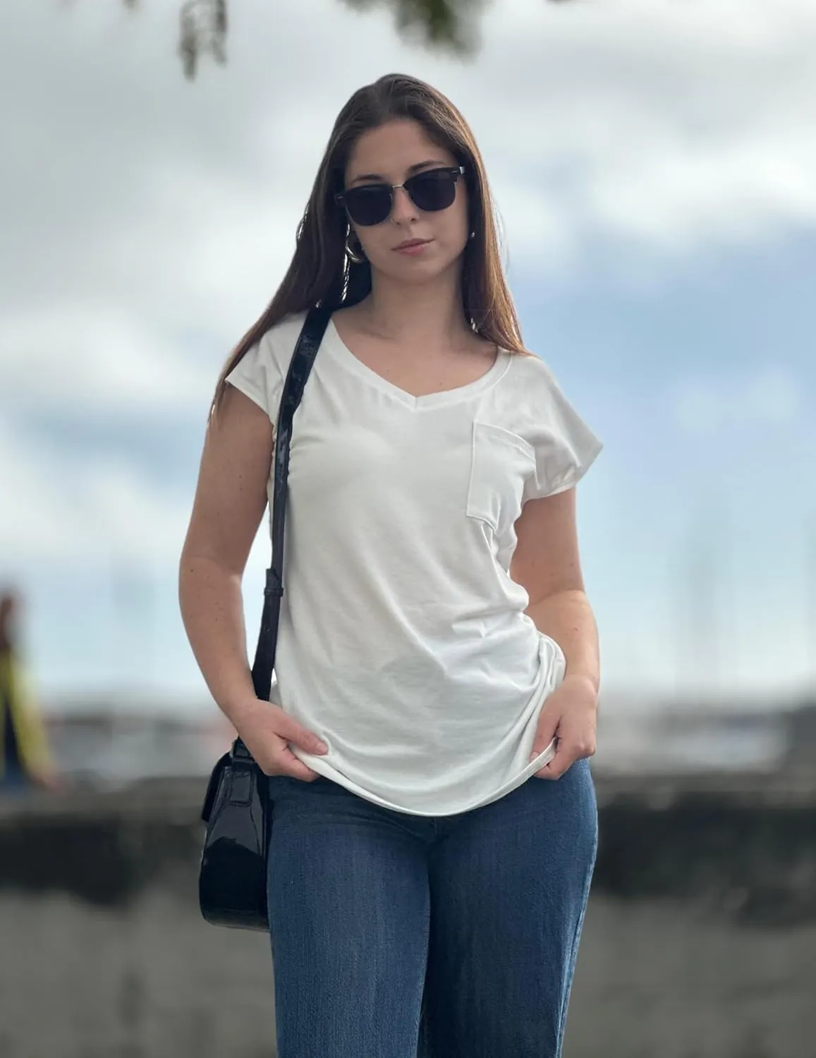 Zeagoo Womens 3 Pack Cap Sleeve T Shirts V Neck Basic Tees Tops with Pocket Fashion Trendy Casual Summer Outfits Clothes 2025